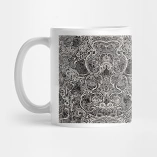 Grayscale Aesthetic Fractal Shapes - Black and White Abstract Artwork Mug